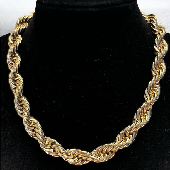Super Chunky Gold Tone Twisted Rope Chain Sugarfix by Baublebar 15-1/4” + 3” - Picture 2 of 8